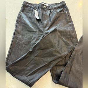 ASOS Topshop Kurt NEW Pants Black Size 14 Women’s Black Sheen Leather Faux